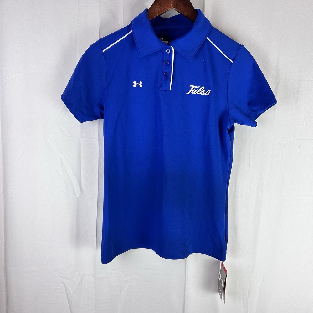 Tulsa Golden Hurricanes TU Under Armour Short Sleeve Blue Polo Womens Medium